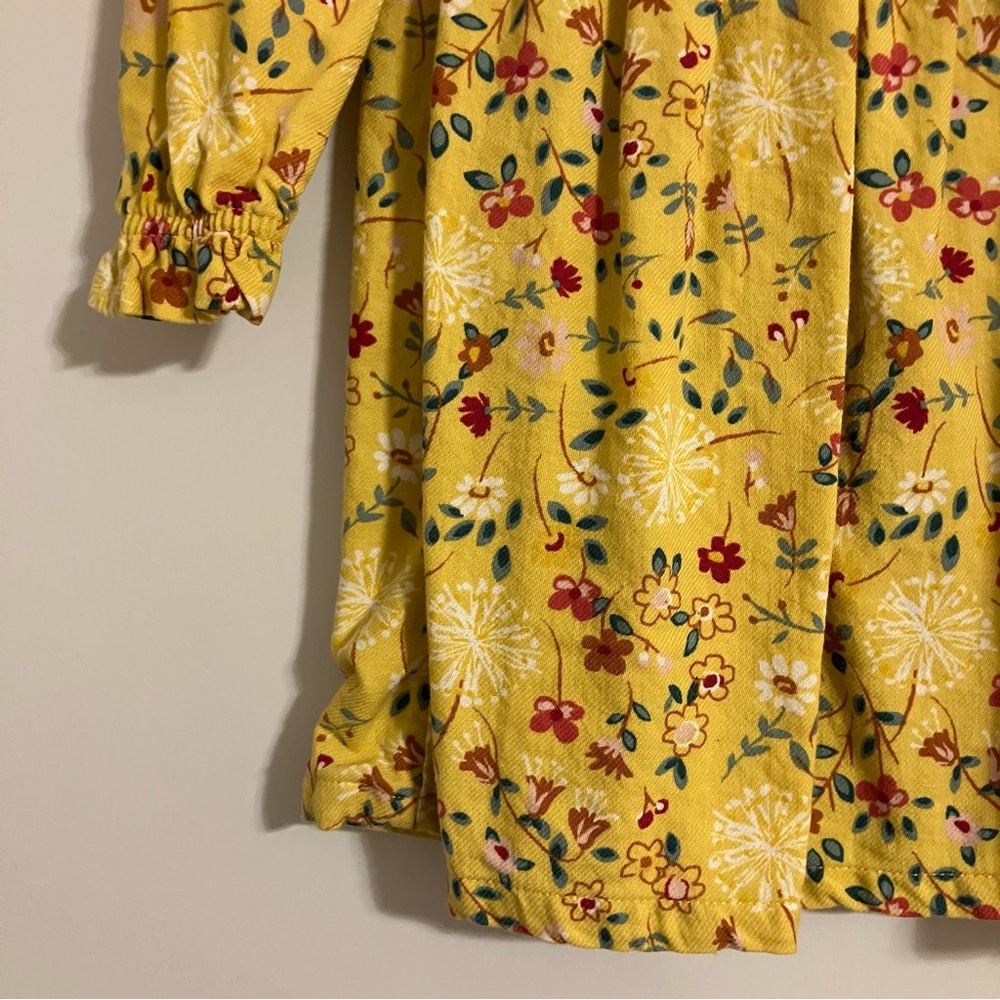 Wonder Nation girls 3T long-sleeve smocked floral dress white Peter Pan collar - Picture 2 of 9